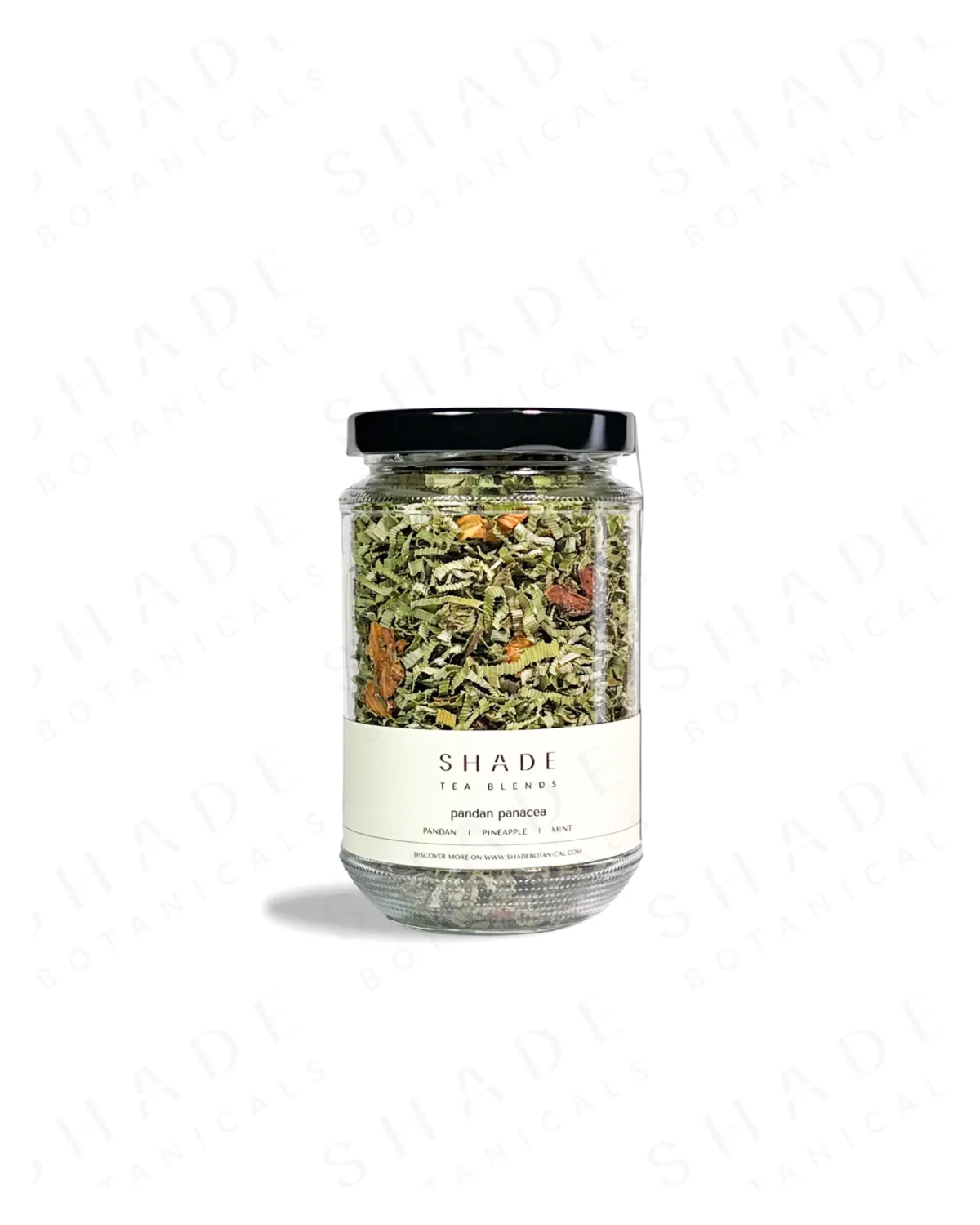 SHADE_Botanicals_-_Loose_Leaf_Tea_Blends_-_Drinking_Lifetyle_-_330_mL_Recyled_Glass_Jar_-_Pandan_Panacea_Variant