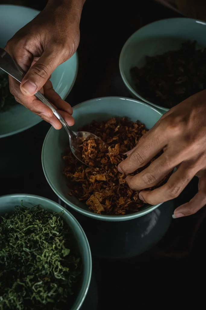 SHADE_Botanicals_-_Loose_Leaf_Tea_Blends_-_Blending_Process_at_Production_Kitchen_-_Pandan_Panacea_and_Golden_Rosella_Ingredients
