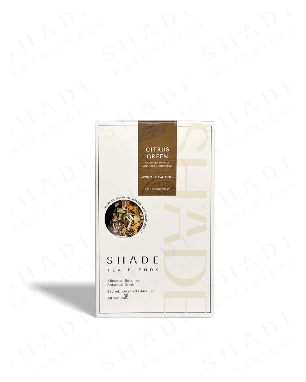 SHADE_Botanicals_-_Loose_Leaf_Tea_Blends_-_Drinking_Lifetyle_-_330_mL_Recyled_Glass_Jar_Box-_Citrus_Green_Variant
