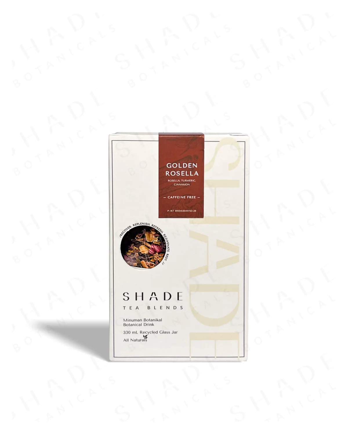 SHADE_Botanicals_-_Loose_Leaf_Tea_Blends_-_Drinking_Lifetyle_-_330_mL_Recyled_Glass_Jar_Box-_Golden_Rosella_Variant