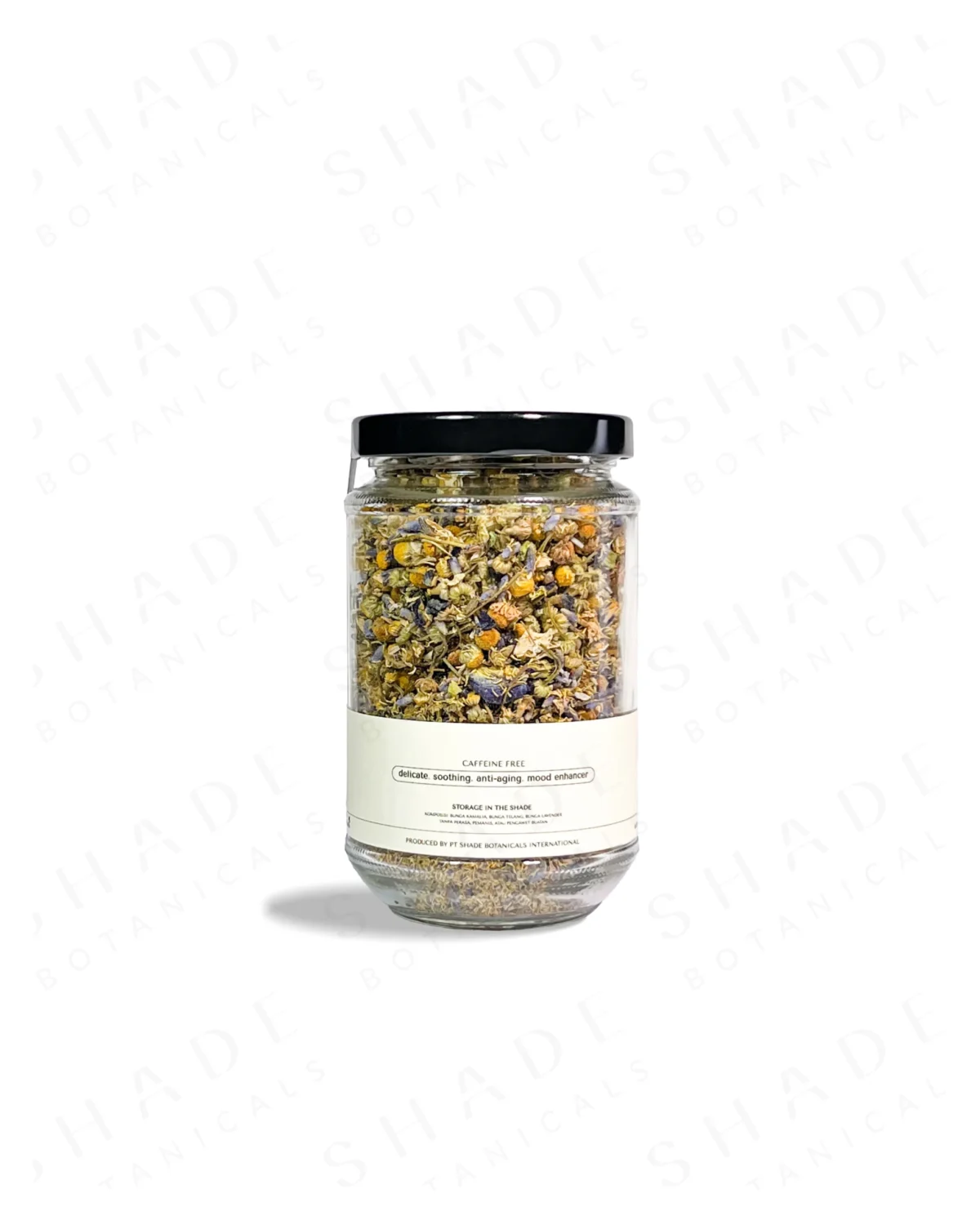 SHADE_Botanicals_-_Loose_Leaf_Tea_Blends_-_Drinking_Lifetyle_-_330_mL_Recyled_Glass_Jar_-_Blue_Dream_Variant