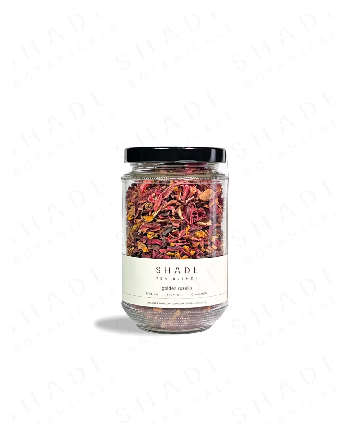 SHADE_Botanicals_-_Loose_Leaf_Tea_Blends_-_Drinking_Lifetyle_-_330_mL_Recyled_Glass_Jar_-_Golden_Rosella_Variant